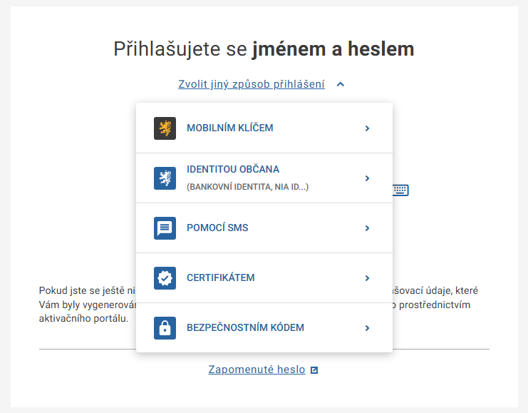 Přístupy do datovky – přehled možností